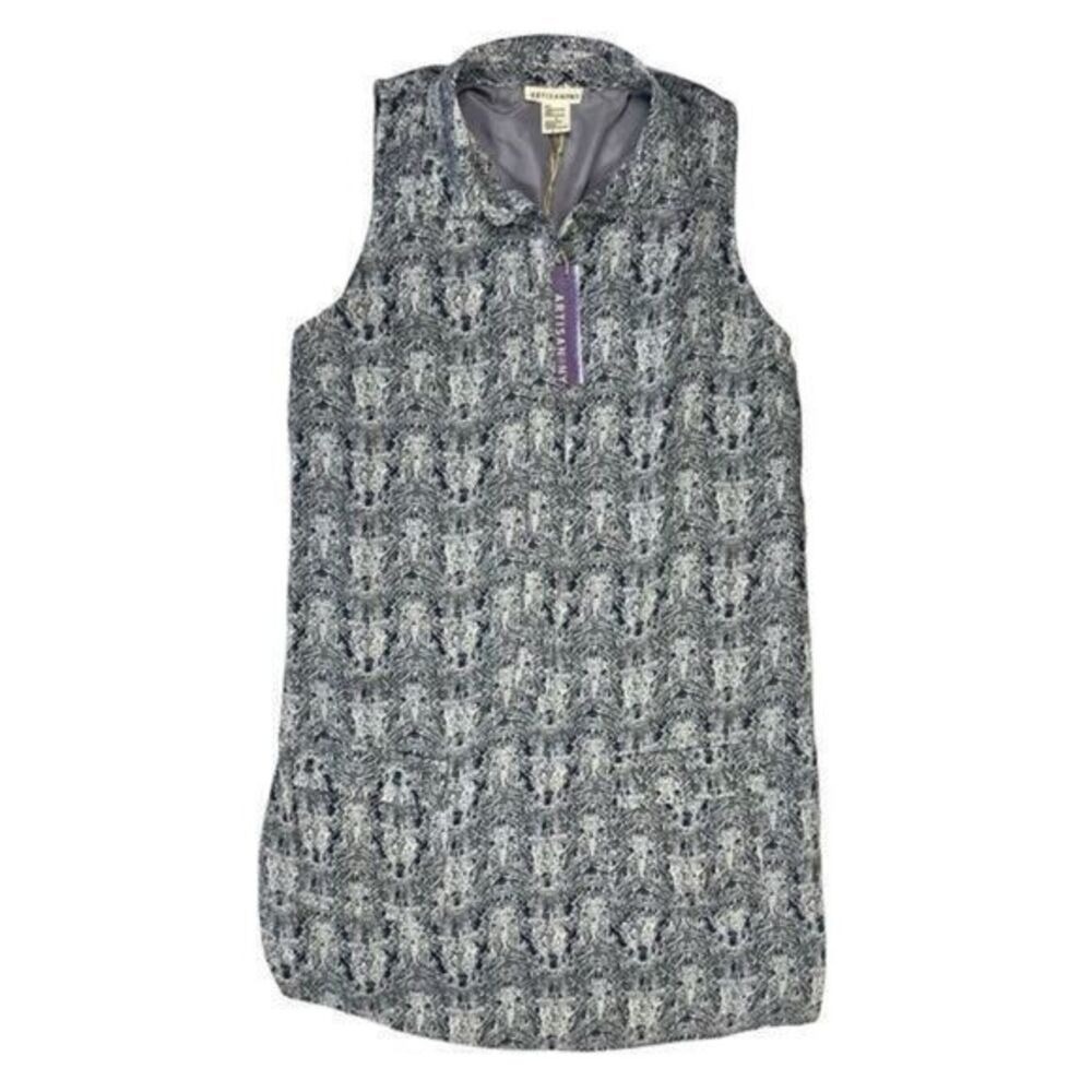 Artisan NY Snake Print Sleeveless Button Down Tunic Dress Women 8 Grey White NWT